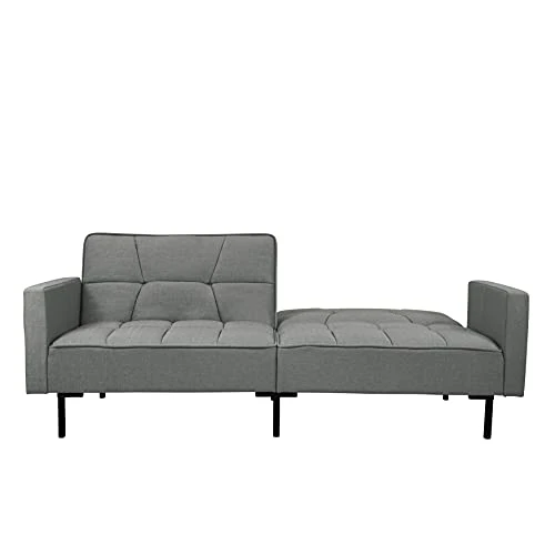 Casa Andrea Milano Llc Modern Plush Tufted Linen Fabric Splitback Living Room Sleeper Futon, Small, Dark Grey 7 Casa Andrea Milano Llc Modern Plush Tufted Linen Fabric Splitback Living Room Sleeper Futon, Small, Dark Grey - Image 5