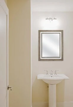 MCS 18x24 Inch Beveled Wall Mirror, 24.5x30.5 Inch Overall Size, Rustic Wood And Embossed Whitewash Finish -Amazon Store 31GqIiZpGoL