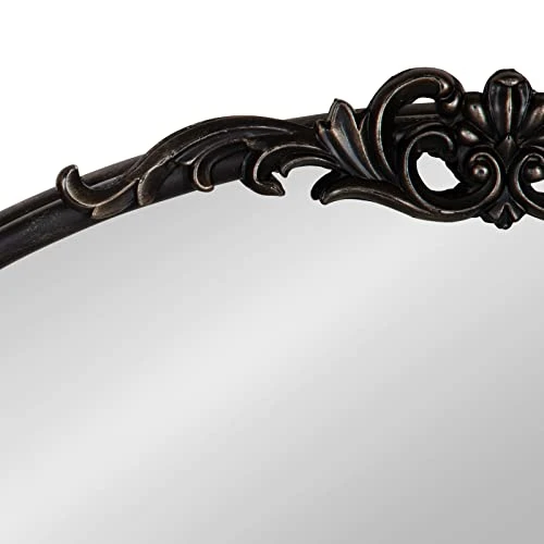 Kate And Laurel Arendahl Glam Ornate Oval Mirror, 27" X 18.75", Black, Traditional Baroque Inspired Wall Decor 5 Kate And Laurel Arendahl Glam Ornate Oval Mirror, 27" X 18.75", Black, Traditional Baroque Inspired Wall Decor - Image 3