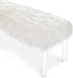 New Classic Furniture Marilyn Upholstered Glam Faux Fur Bench, 48.75-inch, White -Amazon Store 31H2bf7kpXL