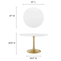 Modway Lippa 47" Mid-Century Modern Dining Table With Round Top In Gold White 10 Modway Lippa 47" Mid-Century Modern Dining Table With Round Top In Gold White -Amazon Store 31H3bnGdaqL