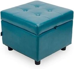 H&B Luxuries Tufted Leather Square Flip Top Storage Ottoman Cube Foot Rest (Black) -Amazon Store 31H8AhjL3KL. AC