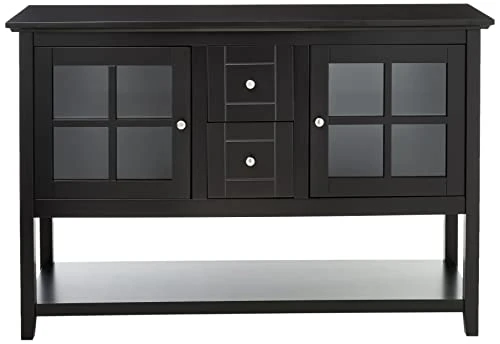 Walker Edison Charlotte Classic Glass Door Storage Buffet, 52 Inch, Black 5 Walker Edison Charlotte Classic Glass Door Storage Buffet, 52 Inch, Black - Image 3