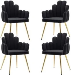 CIMOTA Black Dining Chairs Set Of 2 Velvet Upholstered Comfy Living Room Chairs Modern Finger Shape Back Vanity Chair With Arms For Makeup Room/Bedroom, 2PCS -Amazon Store 31HpRRL58L. AC