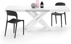 Mobili Fiver, Emma 160 Extendable Dining Table, Rustic Oak With Black Crossed Legs, Laminate-Finished/Iron, Made In Italy -Amazon Store 31Hr9t1FnBL. AC