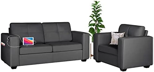 TYBOATLE Modern Living Room Sectional Sofa Sets 2 Piece, 65” W Tufted Mid-Century Loveseat Couch W/ 2 USB Charging Ports And Comfy Accent Arm Chairs For Small Space, Apartment, Office (Dark Grey) 12 TYBOATLE Modern Living Room Sectional Sofa Sets 2 Piece, 65” W Tufted Mid-Century Loveseat Couch W/ 2 USB Charging Ports And Comfy Accent Arm Chairs For Small Space, Apartment, Office (Dark Grey) - Image 10