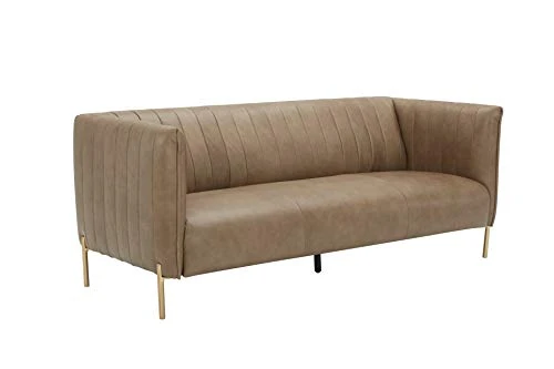 Amazon Brand – Rivet Frederick Mid-Century Channel Tufted Leather Sofa Couch, 77.5"W, Taupe 3 Amazon Brand – Rivet Frederick Mid-Century Channel Tufted Leather Sofa Couch, 77.5"W, Taupe