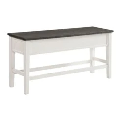 BOWERY HILL Farmhouse Wood Storage Counter Dining Bench In Gray