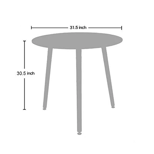 CangLong Modern Round Dining Table In White With Beech Wood Legs For Kitchen Living Bedroom,White 5 CangLong Modern Round Dining Table In White With Beech Wood Legs For Kitchen Living Bedroom,White - Image 3