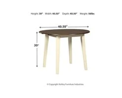 Signature Design By Ashley Woodanville Cottage 40" Round Drop Leaf Dining Table, Cream & Brown -Amazon Store 31InibjtmTS