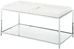 Convenience Concepts Palm Beach Coffee Table With Shelf And Removable Trays, White -Amazon Store 31Iryob30qL. AC