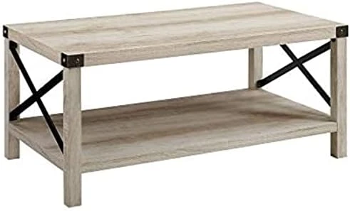 Walker Edison Sedalia Modern Farmhouse Metal-X Side Table Set, 2 Pack, Rustic Oak 16 Walker Edison Sedalia Modern Farmhouse Metal-X Side Table Set, 2 Pack, Rustic Oak - Image 14