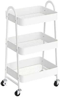 SONGMICS 3-Tier Rolling Cart, Metal Storage Cart, Kitchen Storage Trolley With 2 Brakes And Handles, Utility Cart, Easy Assembly, For Painting Utensils Bedroom Laundry Room, Black UBSC068B01 -Amazon Store 31JFgF8YNqL. AC