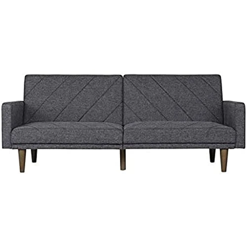 FLOYINM Convertible Futon Couch Bed With Linen Upholstery And Wood Legs - Grey 4 FLOYINM Convertible Futon Couch Bed With Linen Upholstery And Wood Legs - Grey - Image 2