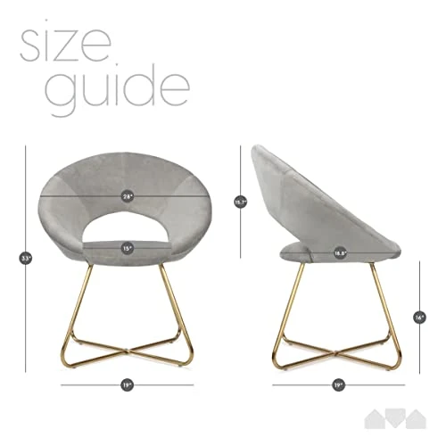 Milliard Circle Velvet Accent Chair For Living Room, Bedroom And Home Office With Gold Legs (Velvet Grey) 4 Milliard Circle Velvet Accent Chair For Living Room, Bedroom And Home Office With Gold Legs (Velvet Grey) - Image 2