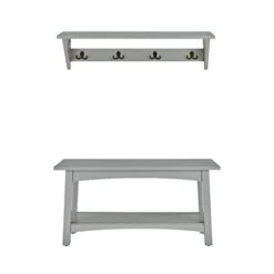 Alaterre Furniture Coventry 36"W Open-Design Coat Hook & Bench Hall Tree Set For Entryway, Laundry Room & More | Traditional, Modern & Cottage Options | 4 Double Hooks & 36"W Shelf | Easy To Assemble