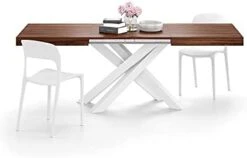 Mobili Fiver, Emma 160 Extendable Dining Table, Rustic Oak With Black Crossed Legs, Laminate-Finished/Iron, Made In Italy -Amazon Store 31JpiQujS. AC