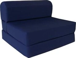D&D Futon Furniture Navy Blue Sleeper Chair Folding Foam Bed, Studio Guest Beds, Sofa, High Density Foam 1.8 Lb, 70 X 36 X 6
