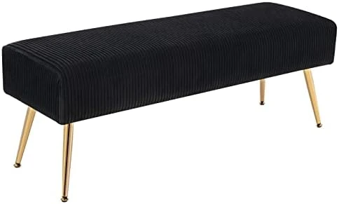 Furnimart Faux Leather Bench Ottoman, Tufted Button Bedroom Benches Footrest Stool In Solid Metal Legs, Long And Dining Bench, Indoor Bench For Entryway Living Room Bedroom (Leather-Black) 17 Furnimart Faux Leather Bench Ottoman, Tufted Button Bedroom Benches Footrest Stool In Solid Metal Legs, Long And Dining Bench, Indoor Bench For Entryway Living Room Bedroom (Leather-Black) - Image 15