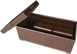 AC Pacific Leather 2 Side Ottomans Storage Bench With, Brown 12 AC Pacific Leather 2 Side Ottomans Storage Bench With, Brown -Amazon Store 31KbYQxU46L