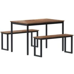 SogesHome 3-Piece Kitchen Dining Room Table Sets, 45‘’ Table And 2 Benches For 4, Space-Saving Table Set For Restaurant, Coffee Shop, Living Room, Small Space -Amazon Store 31KdxEiJyyL
