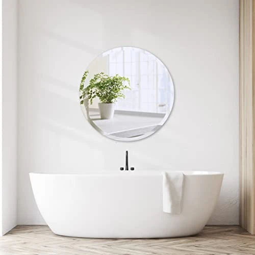 JENBELY 24 Inch Round Frameless Bathroom Mirror, Circle Vanity Mirror With 1" Beveled Edge For Bathroom, Entryways, Living Room. 4 JENBELY 24 Inch Round Frameless Bathroom Mirror, Circle Vanity Mirror With 1" Beveled Edge For Bathroom, Entryways, Living Room. - Image 2