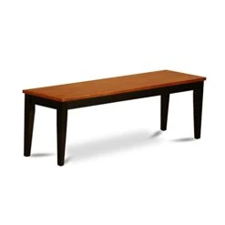 East West Furniture Dining Bench, Wood Seat, NIB-BLK-W
