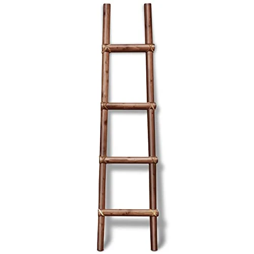 66in Arizona Made Southwest Decorative Wooden Kiva Ladder With Rawhide Bindings In Red Mahogany 3 66in Arizona Made Southwest Decorative Wooden Kiva Ladder With Rawhide Bindings In Red Mahogany
