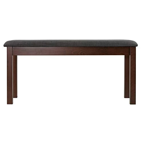Dining Bench In Charcoal Fabric Walnut Finish 40" Grey Solid 5 Dining Bench In Charcoal Fabric Walnut Finish 40" Grey Solid - Image 3