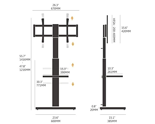 FITUEYES Floor TV Stand Tall Corner TV Stands For Most TVs Up To 70 Inch Swivel TV Mount Stand With Height Adjustable Shelf Upgrade Sturdy Wood Base 6 FITUEYES Floor TV Stand Tall Corner TV Stands For Most TVs Up To 70 Inch Swivel TV Mount Stand With Height Adjustable Shelf Upgrade Sturdy Wood Base - Image 4