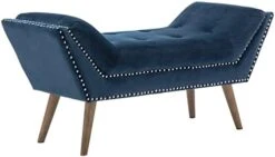 Chairus Upholstered Bedroom Bench With Armrest, Velvet Fabric Vanity Bench With Tufted Button & Nailhead Trim, Light Beige -Amazon Store 31L7rgPsnL. AC