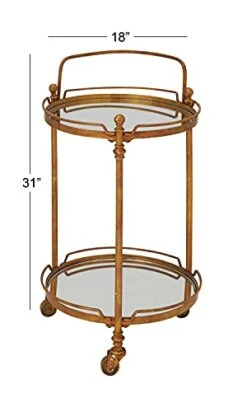 Deco 79 Metal Round Bar Cart With Wheels And Handle, 19" X 18" X 31", Brass 9 Deco 79 Metal Round Bar Cart With Wheels And Handle, 19" X 18" X 31", Brass -Amazon Store 31LEcQrWYOL
