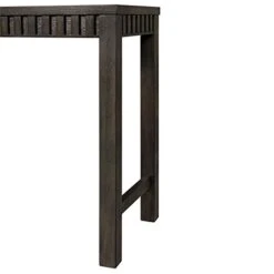 BOWERY HILL Montego Multipurpose Home, Kitchen, Dining Bar Living Room Sofa Table Set With 3 Upholstered Stools, Chairs In Dark Walnut And Gray Fabric -Amazon Store 31LNDguD7yL