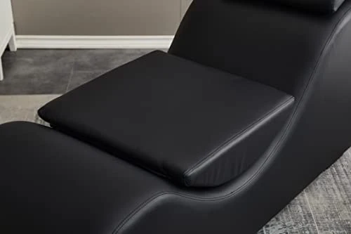 TALEWEO Yoga, Stretching, Relaxation Modern Faux Leather Living Room Curved Chaise Lounge, Large, Black 6 TALEWEO Yoga, Stretching, Relaxation Modern Faux Leather Living Room Curved Chaise Lounge, Large, Black - Image 4