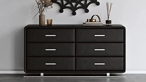 Zuri Vetro Accent Chest In Black Leatherette With Six Soft-Close Drawers 11 Zuri Vetro Accent Chest In Black Leatherette With Six Soft-Close Drawers - Image 9