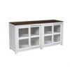Alpine Furniture Donham Large Wood Display Cabinet In Brown And White