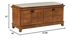 Home Styles Arts And Crafts Cottage Oak Upholstered Bench With Removable Cushion, Dual Drop-down Storage Doors, Framed Doors With Raised Wood, Ash Solids And Veneers Construction, And Black Matte Pulls -Amazon Store 31Le7xM2e3L