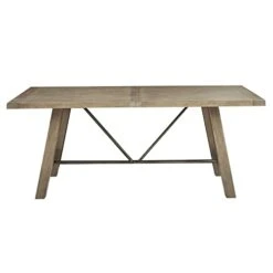 INK+IVY Sonoma Solid Wood Dining Table, Rectangular With Rustic Metal Truss Accent,Trestle Legs, Easy Assembly, Industrial Country, For Kitchen, Entryway, Family, Or Bedroom, Reclaimed Grey