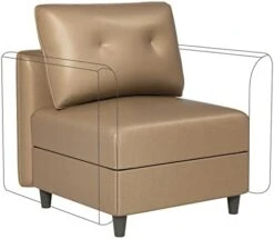 LLappuil Modular Sofa Middle Module With Storage For Customizable Sectional Couch, Accent Armless Chair, Waterproof, Anti-Scratch And Antistatic Fabric Sectional, Brown -Amazon Store 31M AdyB8LL. AC 1