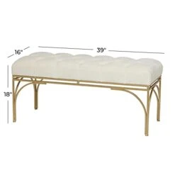 Deco 79 Metal Bench With Velvet Seat, 39" X 16" X 18", White 16 Deco 79 Metal Bench With Velvet Seat, 39" X 16" X 18", White -Amazon Store 31M2KqmcZ6L