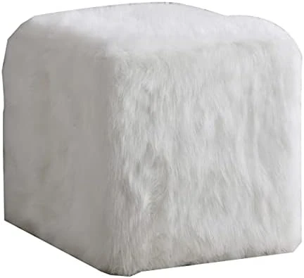 Homepop Home Decor | Faux Fur Pouf Ottoman | Pouf Ottomans For Living Room & Bedroom | Decorative Home Furniture(White) 8 Homepop Home Decor | Faux Fur Pouf Ottoman | Pouf Ottomans For Living Room & Bedroom | Decorative Home Furniture(White) - Image 6
