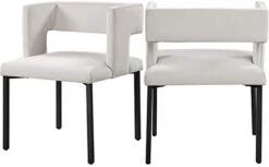 Meridian Furniture Caleb Collection Modern | Contemporary Upholstered Dining Chair With Unique Squared Back And Sturdy Iron Legs, Set Of 2, 23" W X 21" D X 30" H, Black Velvet, Matte Black -Amazon Store 31MFqf27ydL. AC