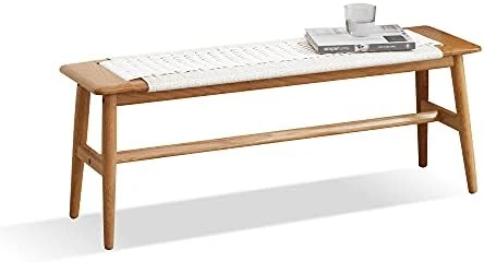 Tennozu Woven Bench, 32" L FAS Grade 100% Solid Oak Wood Dining Room Bench W/Rustic, Hand Woven Design, Firm Mortise & Tenon Structure, Long Bench For Dining Room/Entryway/Bedroom, White (Beige) 9 Tennozu Woven Bench, 32" L FAS Grade 100% Solid Oak Wood Dining Room Bench W/Rustic, Hand Woven Design, Firm Mortise & Tenon Structure, Long Bench For Dining Room/Entryway/Bedroom, White (Beige) - Image 7