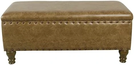 Homepop Home Decor | Upholstered Bench With Nailhead Trim | Large Ottoman With Storage For Living Room & Bedroom | Decorative Home Furniture, Tan Linen 10 Homepop Home Decor | Upholstered Bench With Nailhead Trim | Large Ottoman With Storage For Living Room & Bedroom | Decorative Home Furniture, Tan Linen - Image 8
