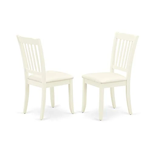 East West Furniture DLDA3-WHI-C 3Pc Dinette Set Includes A Rounded Kitchen Table With Drop Leaves And Two Vertical Slatted Linen Fabric Seat Dining Chairs, White Finish, 3 7 East West Furniture DLDA3-WHI-C 3Pc Dinette Set Includes A Rounded Kitchen Table With Drop Leaves And Two Vertical Slatted Linen Fabric Seat Dining Chairs, White Finish, 3 - Image 5