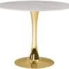 Meridian Furniture Holly Collection Modern | Contemporary Round Faux Marble Top Dining Table, 36" Wide, Gold Metal Base -Amazon Store 31N7i6qTVEL