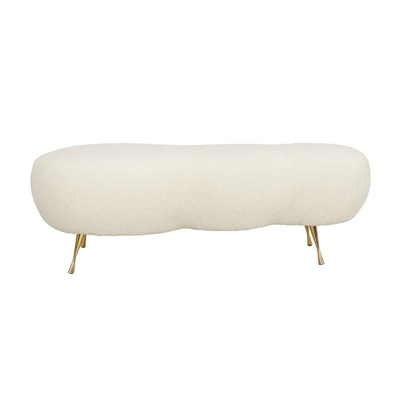 TOV Furniture Welsh Modern Faux Sheepskin Entryway Bench, 56.3", Beige 6 TOV Furniture Welsh Modern Faux Sheepskin Entryway Bench, 56.3", Beige - Image 4