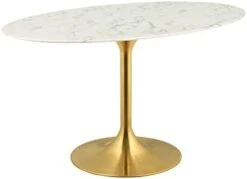 Modway Lippa 60" Oval-Shaped Mid-Century Modern Dining Table With Artificial Marble Top And White Base -Amazon Store 31OCzSPi9bL. AC