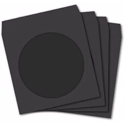 CD DVD Sleeves, Pacific Mailer DVD CD Media Paper Envelop Sleeves Holder With Clear Window Close Flap [120G Extra Thickness, Black, Pack Of 100]