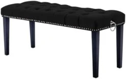 HEAH-YO Modern Velvet Tufted Bench, 18" Seat Height Upholstered Ottoman Dining Bench With Pull Rings, Nailhead Trim Footstool For Entryway Bedroom Kitchen Dining Table, Black 19 HEAH-YO Modern Velvet Tufted Bench, 18" Seat Height Upholstered Ottoman Dining Bench With Pull Rings, Nailhead Trim Footstool For Entryway Bedroom Kitchen Dining Table, Black -Amazon Store 31OGQ4l3OL. AC 3